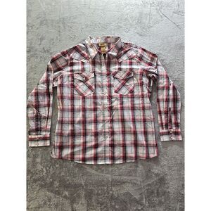 Wrangler men's‎ Size XXL Pearl Snap Western Shirt Red Plaid Long Sleeve